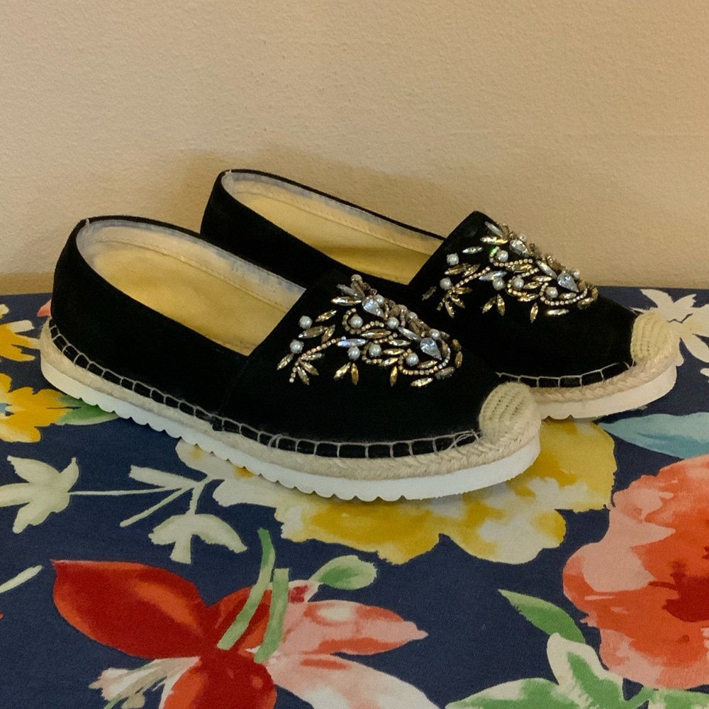 Patrizia Embellished Black Espadrilles size 41